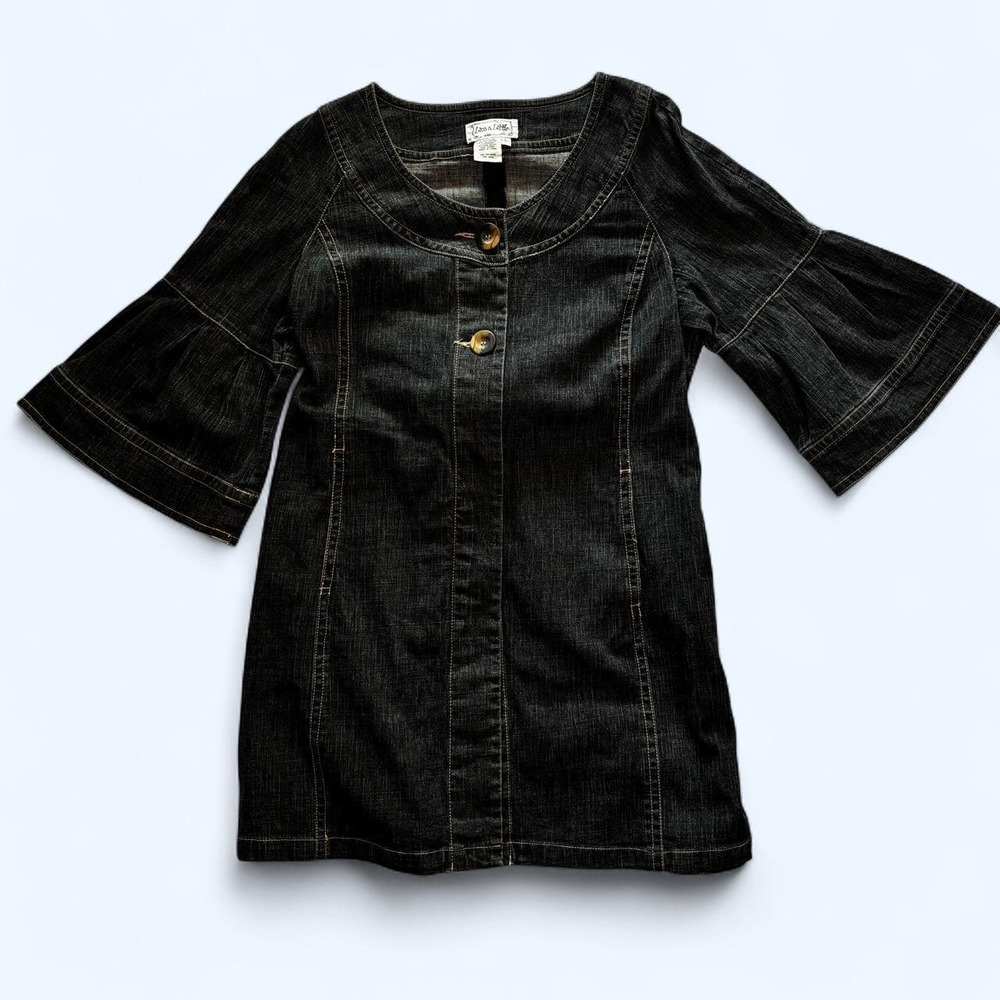Vintage Fairy Cottage Live a Little Women's Denim Dress Button Up